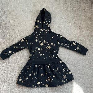 J. Crew Crewcuts hoodie sweatshirt-dress shining stars print / 4 / faded black